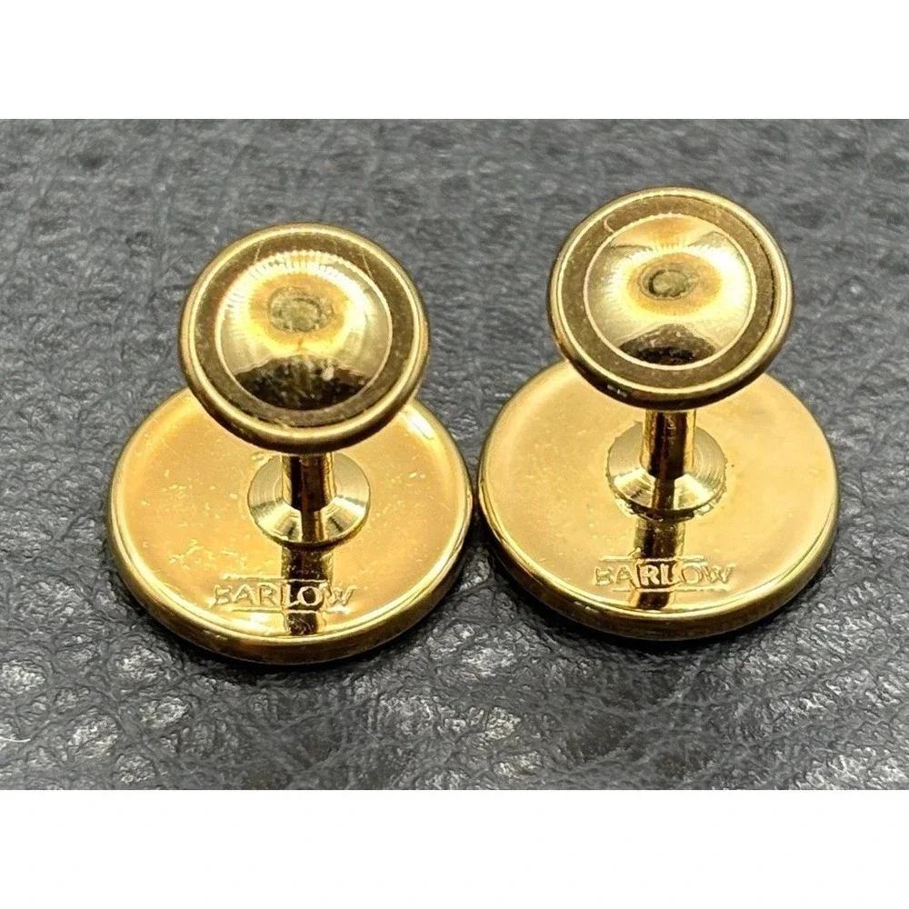Vintage Barlow Scales of Justice Lawyer Judge Law Enamel Cufflinks Gold Tone